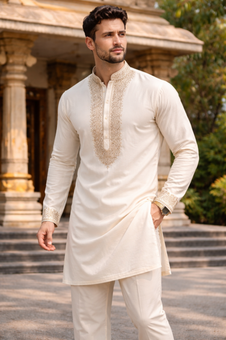 Men’s Embroidered Kurta Pajama Set