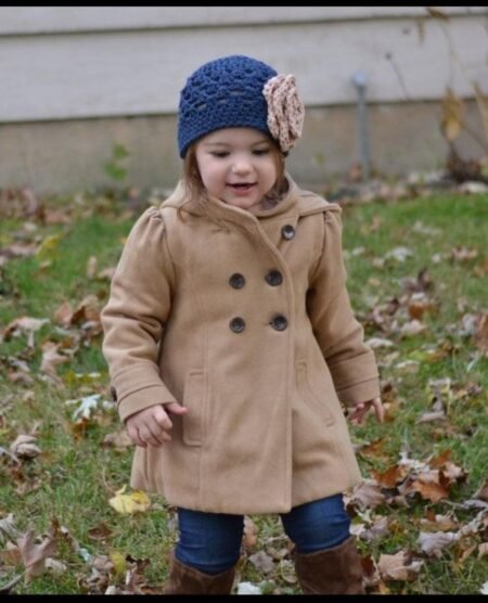 Toddler Girls Winter Trench Coat / Double Breasted Wool Blend Peacoat.