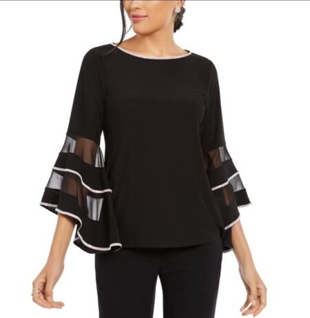 Women’s Black Bell Sleeve Party Top