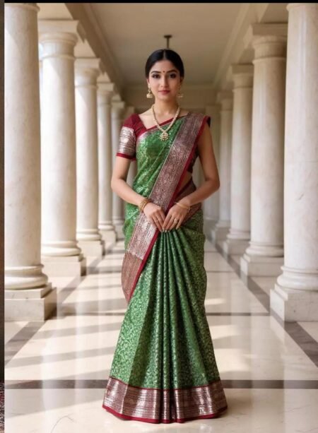 Green Traditional Banarasi Style Silk Saree
