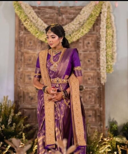 Royal Purple Bridal Kanchipuram Style Silk Saree