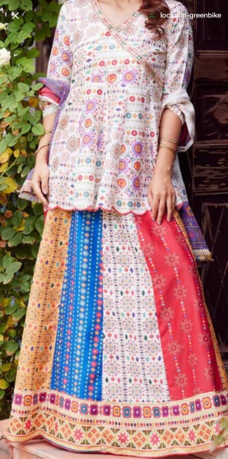 Women’s Multicolor Printed Anarkali Kurti / Long Kurti Dress