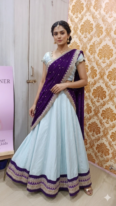 Traditional halfsaree purple