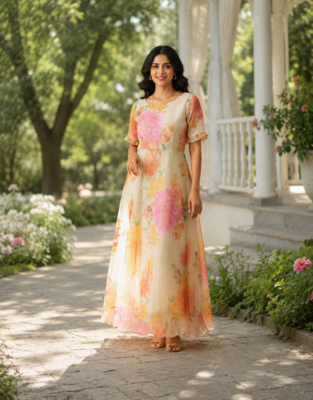 Elegant Floral Print Maxi Dress