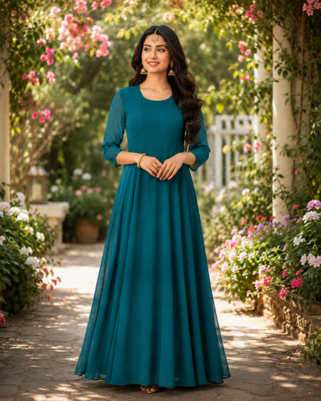 Emerald Grace Georgette Anarkali Gown
