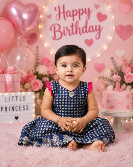 Royal Blue Baby Girl Birthday Party Frock