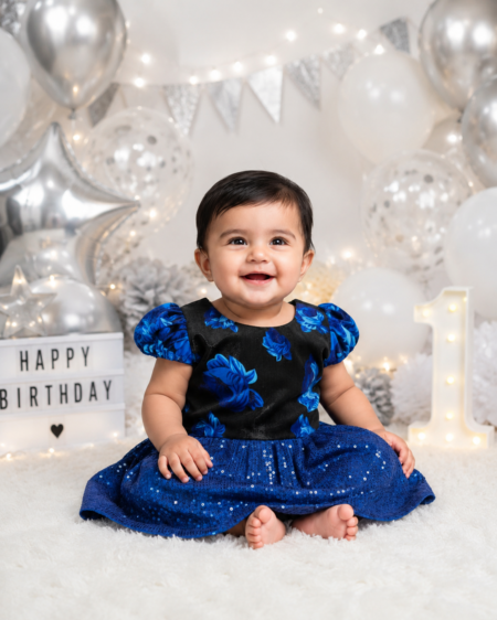 Royal Blue Baby Girl Party Frock