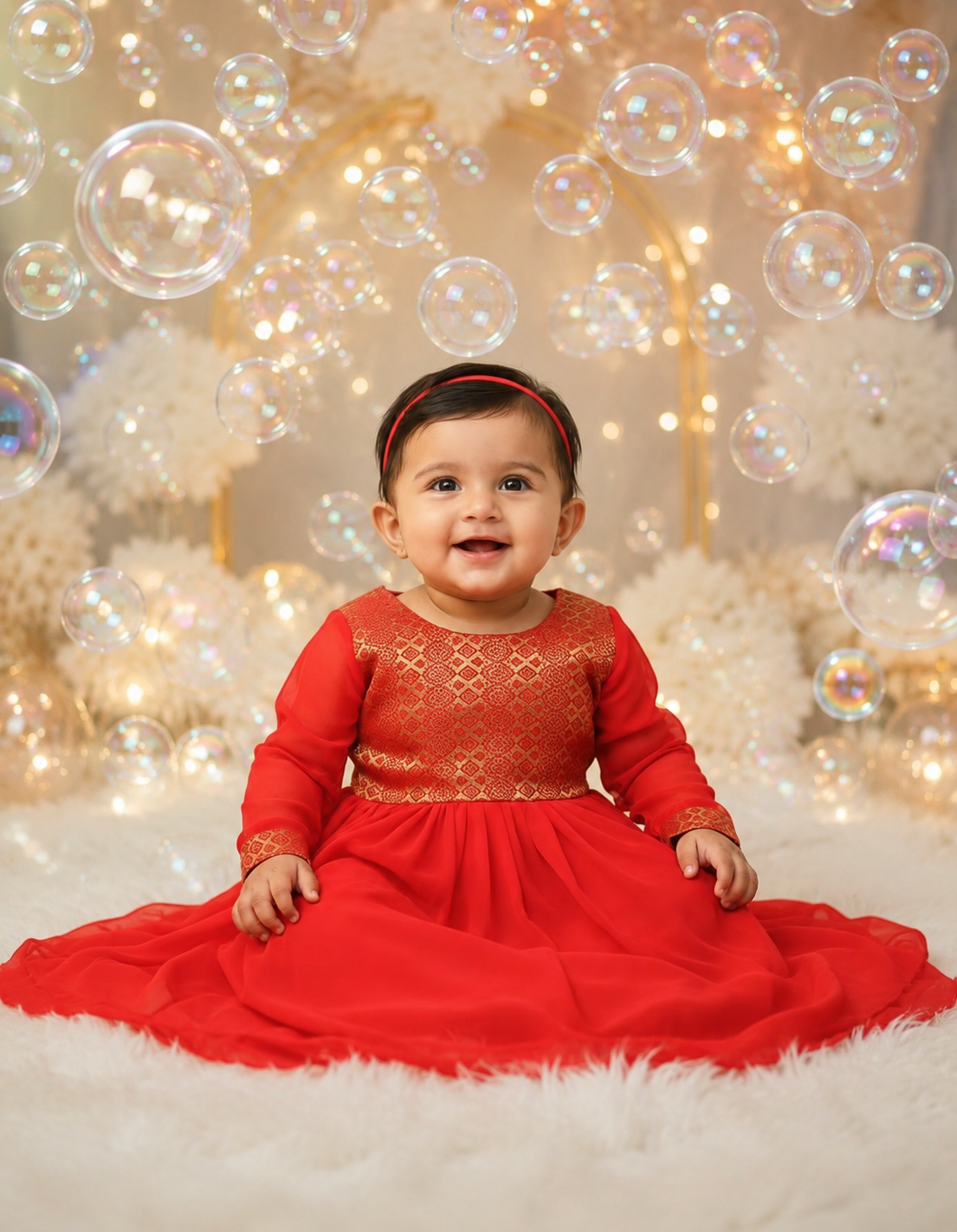Royal Red Baby Girl Party Wear Gown