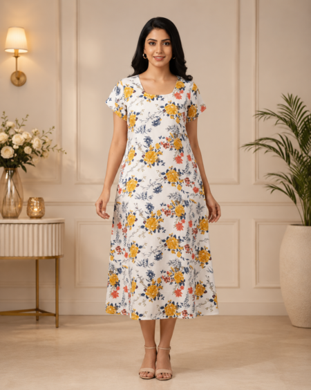 Sunshine Bloom Floral Printed A-Line kurti