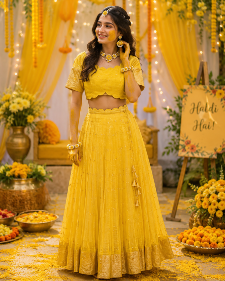 Sunshine Yellow Haldi Ceremony Lehenga