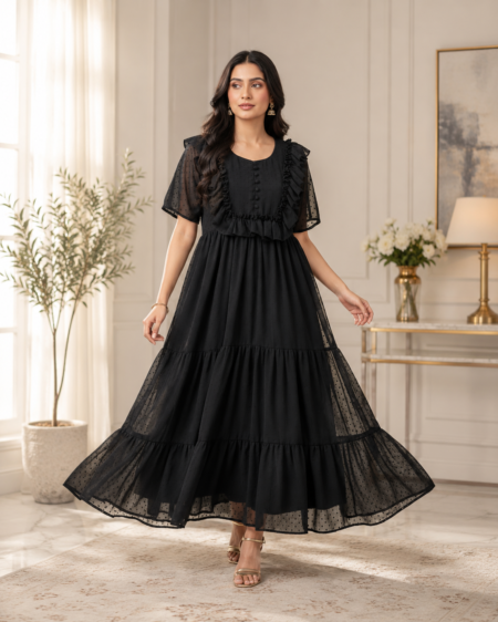 Elegant Black Tiered Maxi Dress