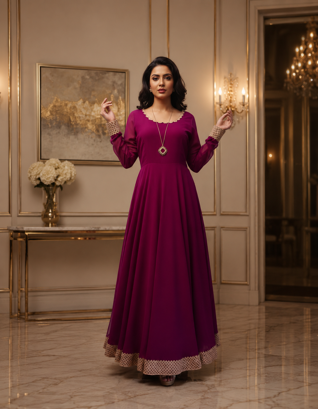 Royal Wine Purple Designer Anarkali Gown