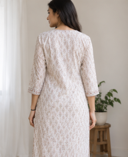 Women Floral Printed Cotton Straight Kurti (Copy) - Image 2