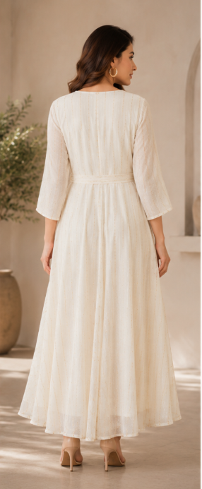 Ivory Elegance Wrap Style Maxi Dress for Women - Image 3