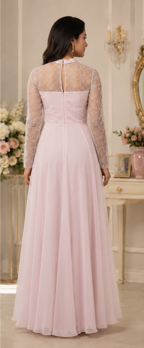 Blush Pink Embellished Evening Gown - Image 2