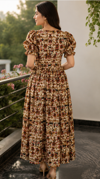 Heritage Print Ruffle Sleeve Maxi Dress - Image 3