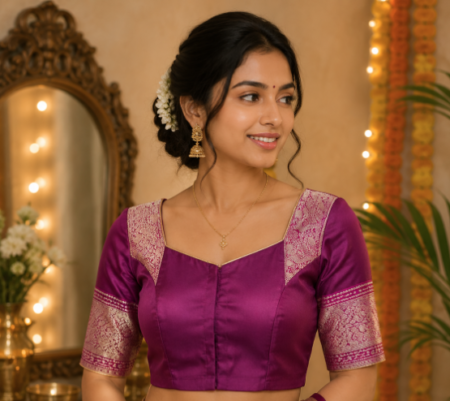 Royal Purple Silk Saree Blouse