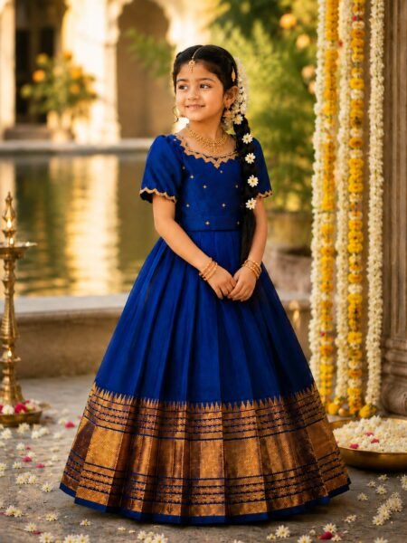 Royal Blue Silk Ethnic Dress